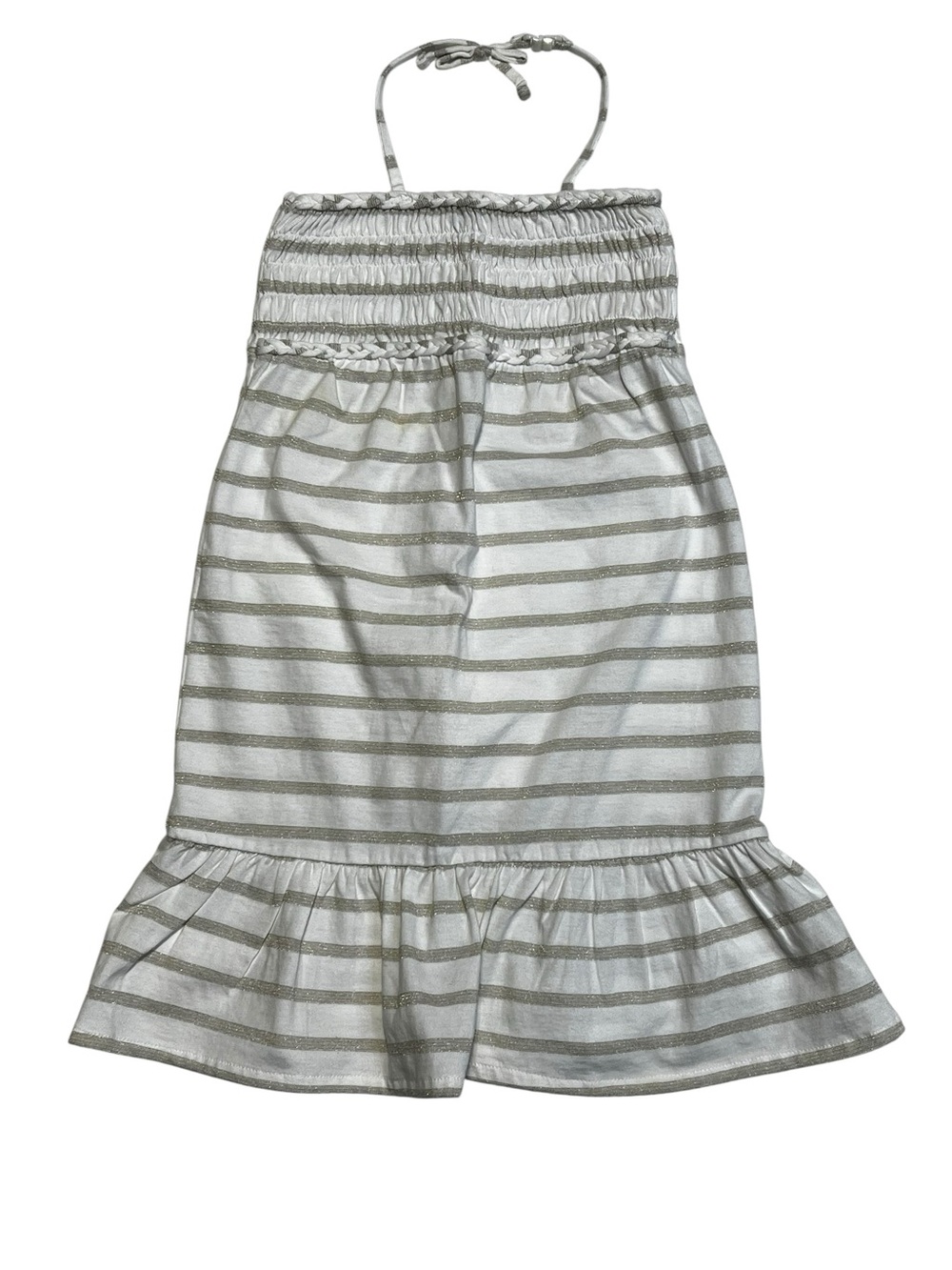 GAP White and Silver Striped Halter Sundress